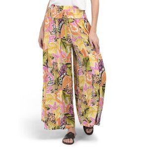 TRUE DESTINATION Multi Printed Challis Wide Leg Cover-up Pants